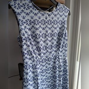 Title Nine Diamalete Dress Blue Geometric Performance Travel Pockets Size L